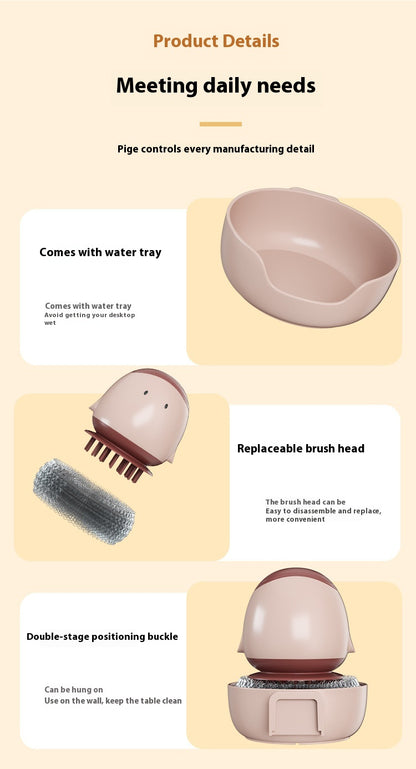 Automatic Soap-Dispensing Dishwashing Brush | Liquid-Filling Kitchen Scrubber